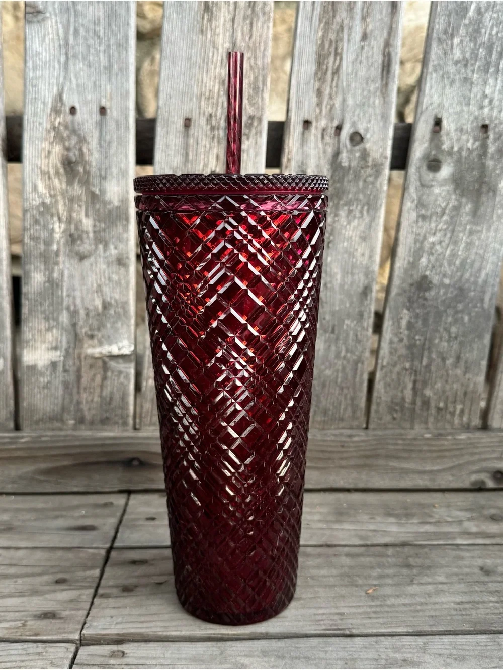 Starbucks 2022 Holiday Merlot Red Jeweled Venti Tumbler 24oz (With Straw)
